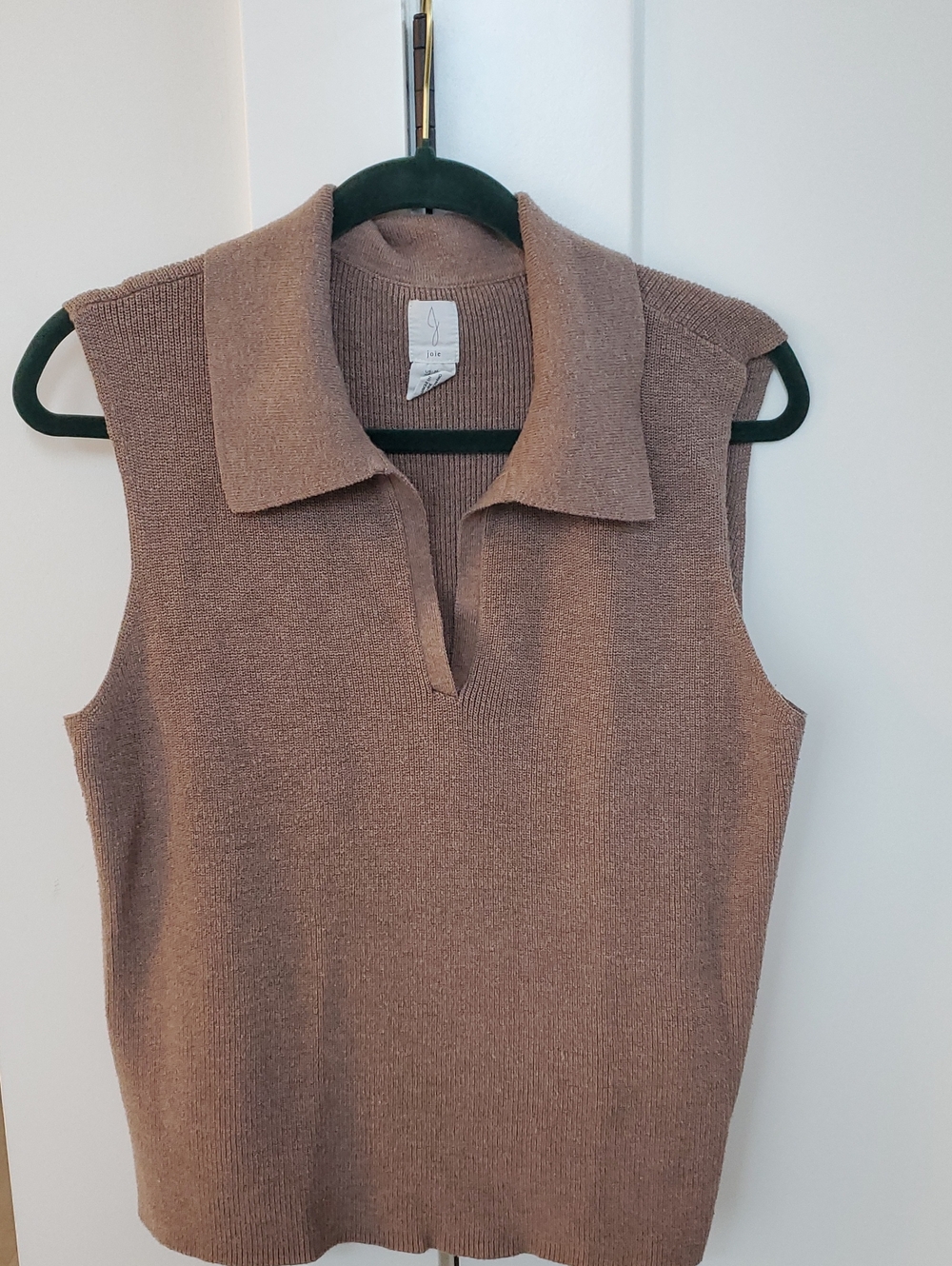 Joie Knit Polo Super Soft Tank in Taupe/Mocha XL